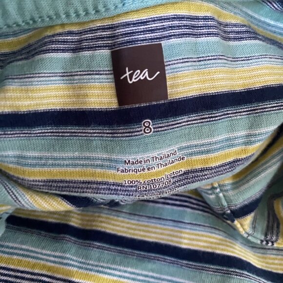 Tea Collection Striped Polo Shirt Size 8 - Picture 3 of 4